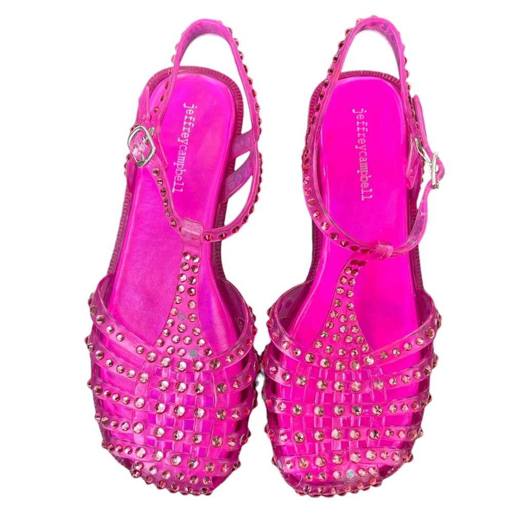 Jeffery Campbell Hot Pink Rhinestone Close Toe Sandals